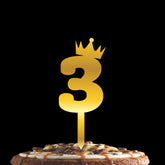 PartyCorp Gold Acrylic Number Three Digit 6 Inch Cake Topper, 1 Piece